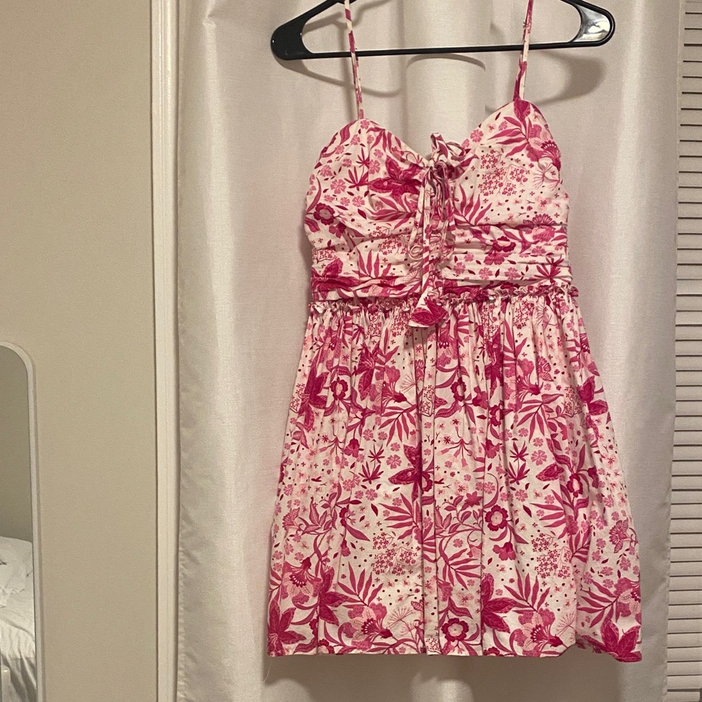 Trixxi Pink Floral Tie-Front Midi Sundress